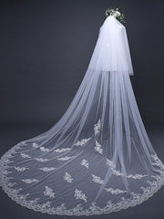 Ivory Tulle & Lace Cathedral Veil Blusher Veil