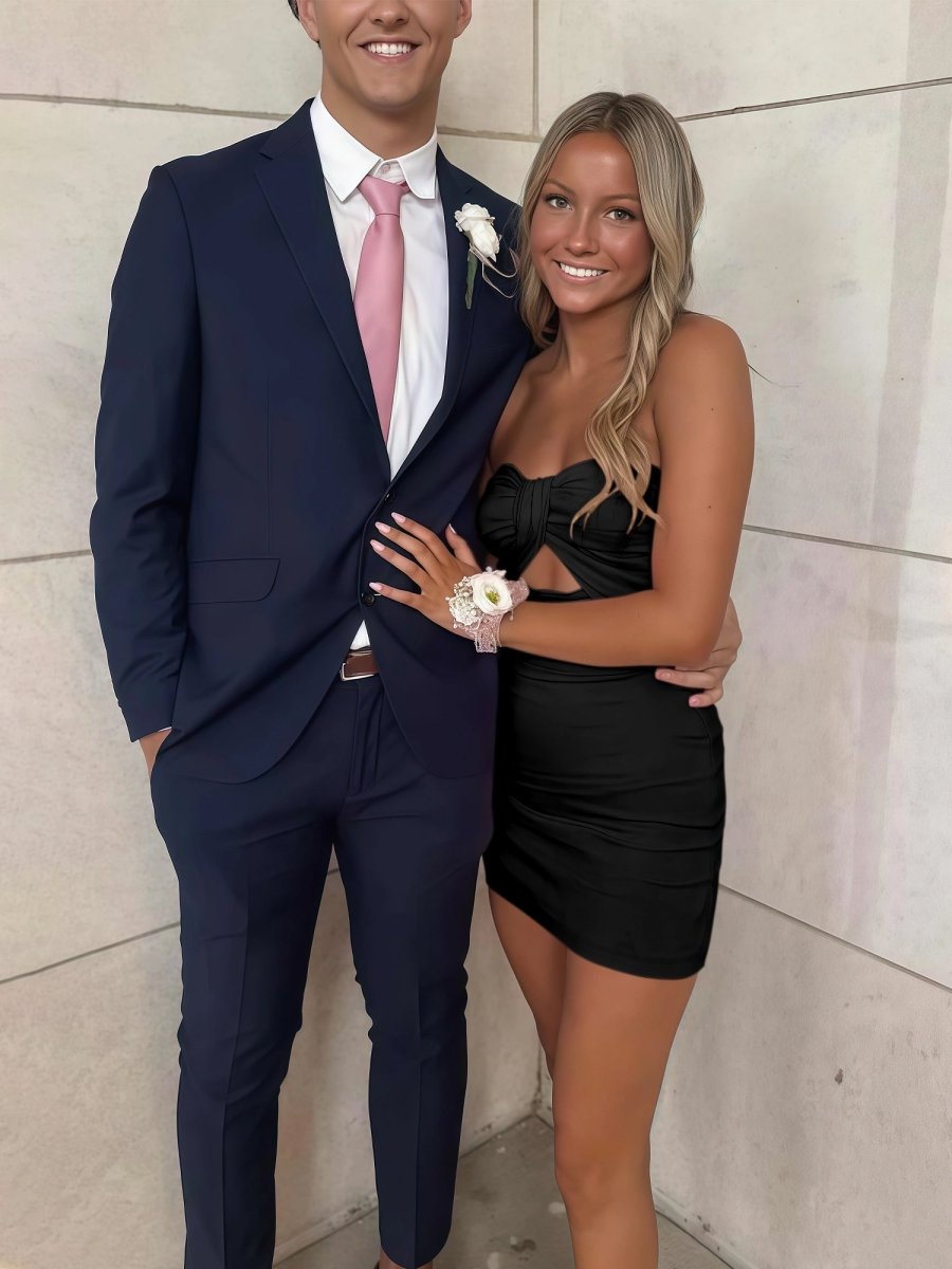 Black - Strapless Sheath Short Homecoming Dresses