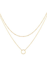 Layered Gold Circle Pendant Necklace