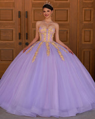 Lilac Sweetheart Sleeveless Quinceanera Dresses with Appliques