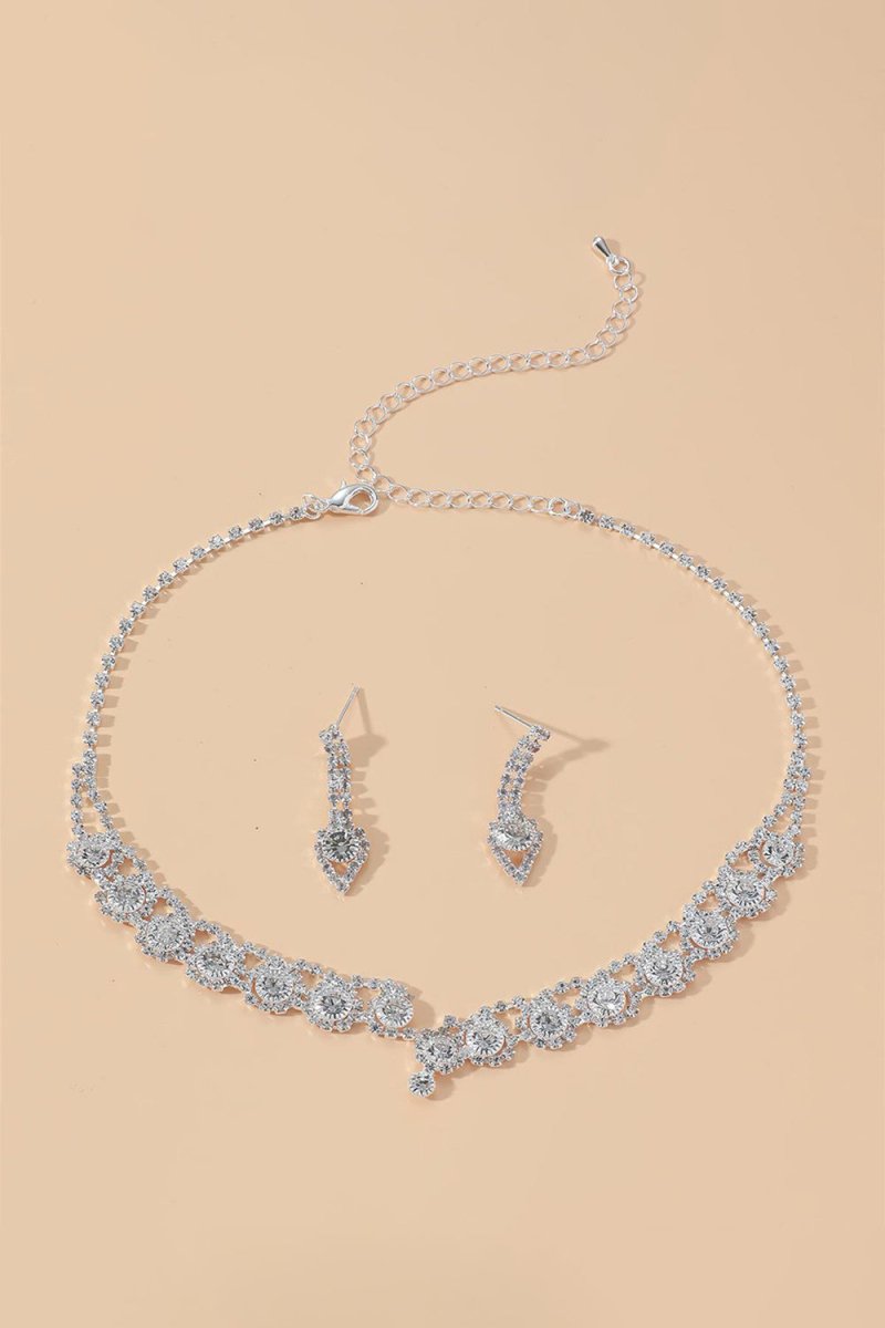 Luxury Round Zircon Necklace And earrings Set Of Two