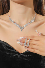 Luxury Round Zircon Necklace And earrings Set Of Two