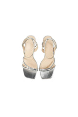 Metallic Strappy Block-Heel Sandals