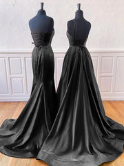 Burgundy Sleeveless Satin Long Prom Dress With Split