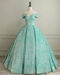 Pink Off The Shoulder Sequined Ball Gown Quinceanera Dresses