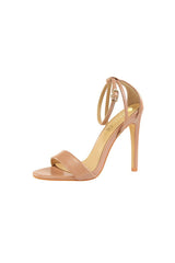 Open Toe Ankle Strap Patent Leather Stiletto Heels