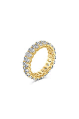 Oval Zircons Sterling Silver 18K Gold Plated Infinity Ring