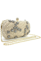 Pearl Rhinestone Beaded Square Handbag