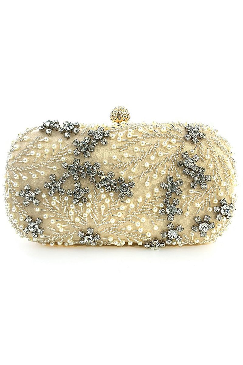 Pearl Rhinestone Beaded Square Handbag