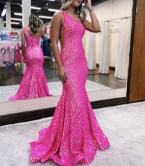 Mermaid Unique One Shoulder Sequins Prom Dress