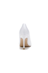 Pointed Toe Satin Bridal Heels with Crystal Flower