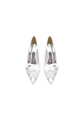 Pointed Toe Satin Bridal Heels with Crystal Flower