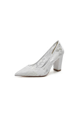 Pointed Toe Slip-on Lace Wedding Shoes