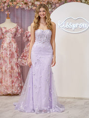 Mermaid Strapless Sequined Lace Prom Dress