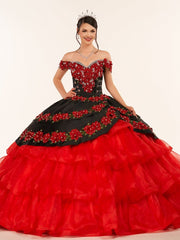 Red Off the Shoulder Quinceanera Dresses with Appliques