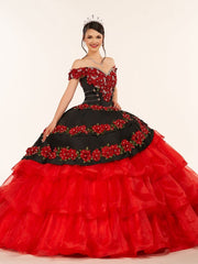 Red Off the Shoulder Quinceanera Dresses with Appliques