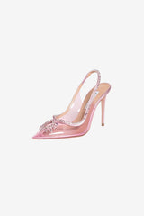 Rhinestone Pink Pointed Toe Stiletto Sandals