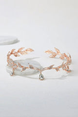 Rose Gold Leaf Crystal Crown