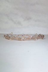 Gold Rhinestone Pearl Wedding Tiara