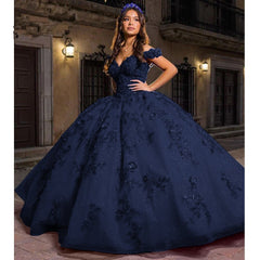 Royal Blue Off the Shoulder Puffy Quinceanera Dresses