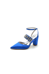 Black Satin Pump with Sparkling Silver Accent