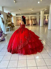 Red Sweetheart Quinceanera Dresses with Long Sleeves