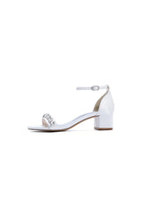 Satin Block-Heel Sandal with Diamond Embellishments