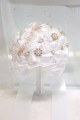 Satin Pearl Ribbon Cascade Wedding Flower Bouquets