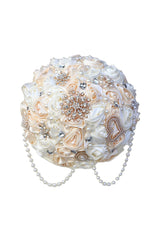Satin Pearl String Cascade Wedding Flower Bouquets with Rhinestone