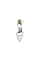 Champagne Satin Pump with Pearl and Metal Accents