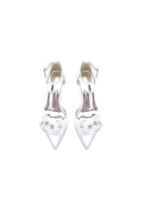 Satin Wedding Shoes Stiletto Heel With Rhinestone Flower