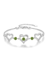 Silver Love Heart Link Birthstone Bracelets