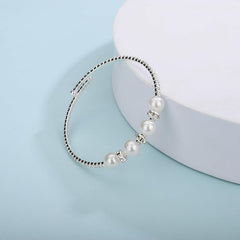 Gold Open Pearl Rhinestone Bracelets