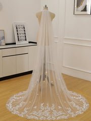 Simple Leaves Lace Chapel Train Veil Bridal Veil Wedding Veil