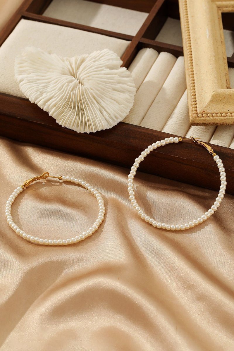 Simple Pearl Hoop Earrings