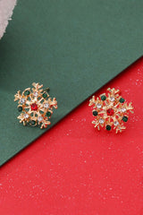 Snowflake Gold Earrings Rhinestones