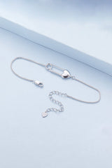 Sterling Silver Bracelet Chain with Heart Pin