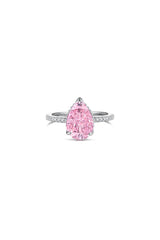 Sterling Silver Pear Cut Radiant Zircon Engagement Ring
