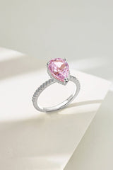 Sterling Silver Pear Cut Radiant Zircon Engagement Ring