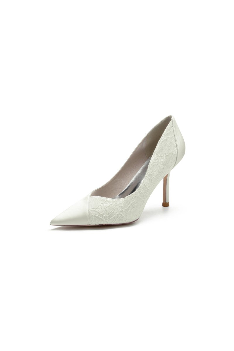Stiletto Pointy Heels Lace Wedding Shoes