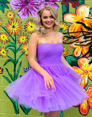 A line Strapless Tulle Homecoming Dress