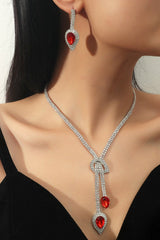 Vintage Teardrop Gemstone Necklace And Earrings Set