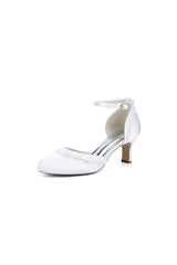 Navy Blue Satin High Heels with Bow Accent